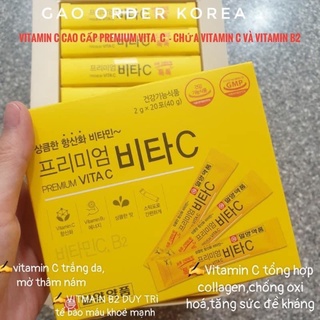 Vitamin C CAO CẤP Premium Vita  C  - Chứa vitamin c và Vitamin B2 hộp 20 gói