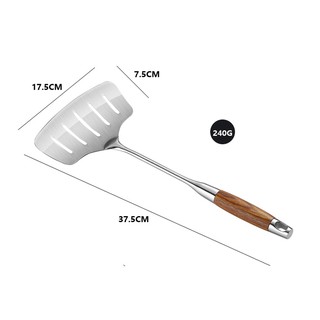Xẻng chiên cá chất liệu inox 304 tay cầm bọc gỗ chống nóng, dùng lật cá,lật bít tết thuận lợi không vỡ cá,