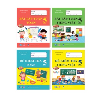 Sách - Combo Bài Tập Tuần và Đề Kiểm Tra lớp 5 - Toán và Tiếng Việt học kì 2 (4 cuốn)