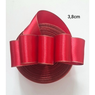 Ruy băng lụa viền nhũ vàng cao cấp 2 mặt (1 mét)