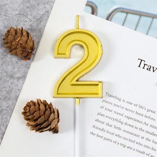 Nến số vàng kẻ viền 2_Phụ kiện trang trí bánh sinh nhật