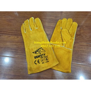 Găng tay da thợ hàn Usafety US-GL-L1601- Màu vàng