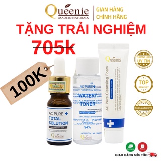 Bộ Mỹ Phẩm Chăm Sóc Da Mụn Ẩn Queenie Làm Sạch Sâu Đào Thải Độc Tố 3 sản phẩm [SP trải nghiệm]