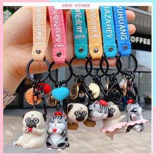 Móc khóa mèo hoàng thượng cún pug nô tỳ hoạt hình dễ thương đủ màu sắc hottrend