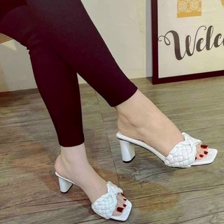 Guốc cao gót quai đan thắt nơ gót vuông 6cm, Sandal cao gót quai đan gót vuông 6 phân Chị Đẹp Store mã Q183