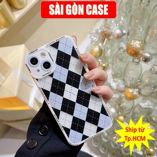 Ốp lưng điện thoại Iphone caro Viên Vuông ĐEN ip7,8,plus/X,XS/XSMAX/11/11/12/13,pro,max