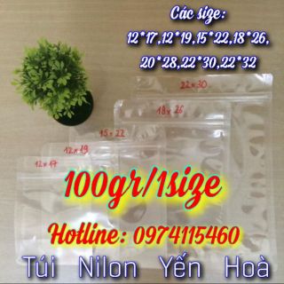 100gr túi zip đứng 2 mặt trong size tùy chọn