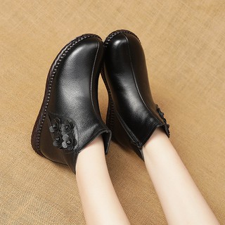 Giày boots nữ điểm nhấn 4 bông hoa chất liệu da cao cấp, bền đẹp 2298