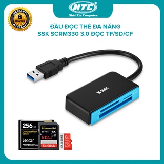 Đầu đọc thẻ đa năng 3.0 SSK SCRM330 - đọc thẻ TF/SD/CF (Đen) - Nhất Tín Computer