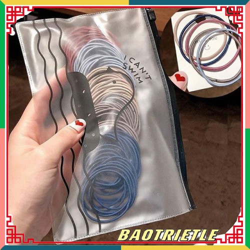 Túi Zip 100 Thun Buộc Tóc, Cột Tóc Phong Cách