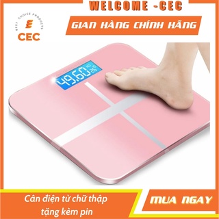 Cân điện tử sức khỏe chạy pin AAA - Cân chữ thập mặt kính chịu lực tối đa 180kg -Shop CEC tặng kèm Pin
