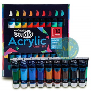 [Lộc'art Store]Bộ 18 Màu Studio Acrylic Mont Marte x 36ml