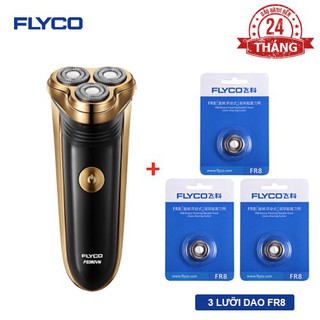 Combo Máy Cạo Râu Flyco FS360VN 3 Lưỡi Kép &amp; 3 Lưỡi Dao FR8VN - Hàng Chính Hãng