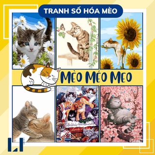Tranh sơn dầu số hoá có khung LIM Art - Tranh tô màu theo số mèo