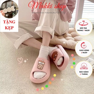 Dép quai ngang nữ bánh mì trà sữa, dép nữ đáng yêu cao cấp giá rẻ MAKKI SHOP TD545
