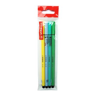 Bộ 4 cây bút lông màu STABILO Pen68 màu Pastel: lam lạnh, xanh lá,xanh ngọc, vàng (PN68-P4A)