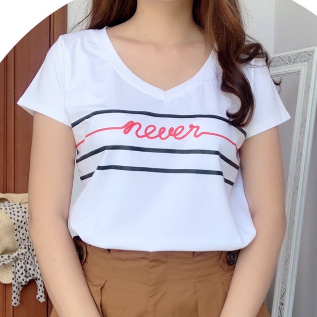 Áo thun cotton cổ tim