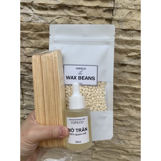 Combo wax lông tại nhà Wax beans và Mỡ trăn 100% nguyên chất YOPECO tặng 25 que gỗ