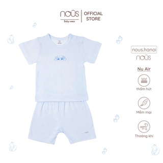 Bộ Quần Áo Cộc Nous Cài Vai Cộc Xanh Nhạt (Size 3-6 Tháng Đến 18-24 Tháng)