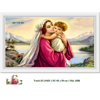 Tranh đính đá Tình Yêu Đức Mẹ Maria LV423 (65 x 50 cm)