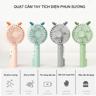 Đồ Chơi Quạt Cầm Tay Tích Điện Phun Sương Mini Cực Mát Cho Bé