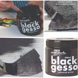 Sơn lót GESSO MONT MARTE màu trắng/ đen - sơn lót, chất đắp trên vải toan cho tranh acrylic, sơn dầu - lọ 500ml