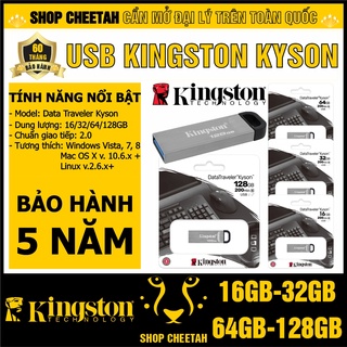 USB Kingston DataTraveler Kyson vỏ thép nguyên khối – Chính hãng – Bảo hành 5 năm – Dung lượng 128GB/64GB/32GB/16GB