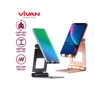 Giá Đỡ Điện Thoại Máy Tính Bảng Ipad Gấp Gọn Kim Loại Xoay 270° Siêu Nhẹ VIVAN VH01 Kích thước 126x 78 x21mm