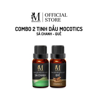 Tinh dầu thiên nhiên xông phòng và đuổi muỗi cao cấp Mocotics gồm 2 lọ tinh dầu: Tinh dầu sả chanh + tinh dầu vỏ quế