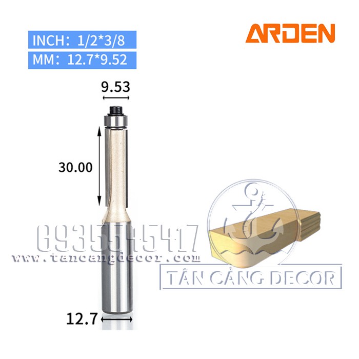 Mũi phay thẳng Arden cốt 12.7