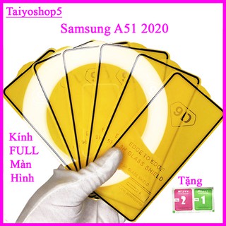 Kính cường lực Samsung A51 2020  full màn hình, Ảnh thực shop tự chụp, tặng kèm bộ giấy lau kính taiyoshop5