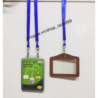bộ thẻ đeo cao cấp (thẻ da 2 mặt,thẻ A7 Z0002)