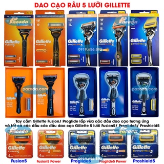 Hộp dao cạo râu 5 lưỡi Gillette Fusion5/ Proglide5/ Proshield5 (mẫu mới 2021)