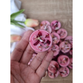 Nến tealight, nến thơm năng lượng Candle healing kết hợp với đá thach anh và thảo mộc