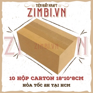 [18x10x8cm] 10 hộp carton ship cod chất lượng Zimbi | Hộp carton đóng hàng giá rẻ
