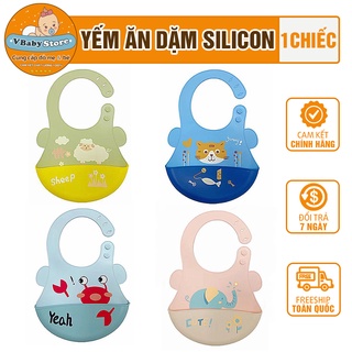 Yếm ăn dặm cho bé -Yếm silicon có máng chống thấm cho bé ăn dặm sử dụng an toàn tiện lợi