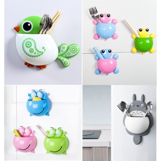 Hộp đựng, kệ treo bàn chải đánh răng hình thú siêu cute, hít chân không tiện dụng