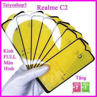Kính cường lực REALME C2    full màn hình, Ảnh thực shop tự chụp, tặng kèm bộ giấy lau kính taiyoshop5