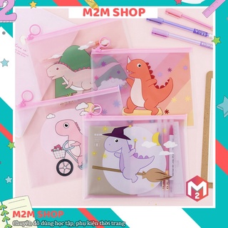 Hộp bút trong suốt cute hình khủng long đáng yêu dễ thương (21*17cm)