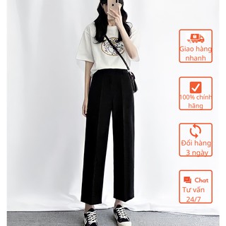 Quần Ống Rộng Lưng Cao Khóa Sườn QA05, Quần Ống Suông Culottes Cạp Cao Khóa Hông Phong Cách Hàn Quốc