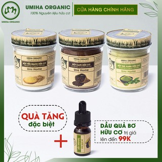 Combo 3 Bột Tẩy Da Chết Và Dưỡng Da Hữu Cơ gồm Bột Cafe, Yến Mạch, Trà Xanh nguyên chất 125g UMIHOME - Tặng dầu bơ 10ml