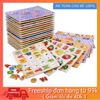 Đồ Chơi Xếp Ghép Hình Bảng Núm Gỗ Loại 20x30 Cm Nhiều Chủ Đề Hàng Chuẩn Đẹp