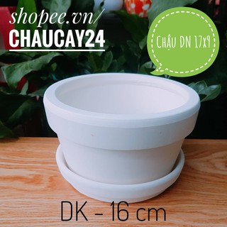 Chậu đất nung 17x9 cm trồng cây (Kèm dĩa lót)  trồng cây hoa kiểng, sen đá, xương rồng
