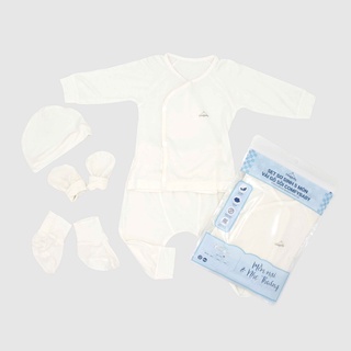 Set quần áo sơ sinh 5 món cho bé ComfyBaby (quần áo, bao chân tay, mũ) màu xanh-chất Modal làm từ sợi cây sồi siêu mềm