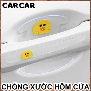 Miếng dán chông xước tay nắm, hõm cửa ô tô hình hoạt hình dễ thương