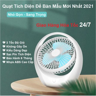 ️FREESHIP️Quạt Mini 20Cm Để Bàn Sạc Tích Điện, 3 Tốc Độ Gió, Không Tiếng Ồn, Siêu Tiện Dụng Cho Mùa Hè 2021