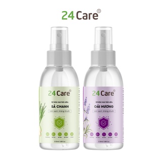 Combo 2 xịt khử mùi thơm phòng Sả Chanh + Oải Hương 24Care 50ml/chai