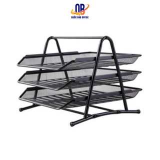 Khay đựng tài liệu 3 tầng DELI - Giá đựng tài liệu tiện dụng,  màu đen - 9181 - 1 chiếc