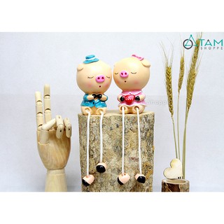 Cặp đôi tượng búp bê trang trí heo xinh đội nón CO-BB-03