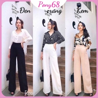 Quần ống rộng khóa sườn Cạp cao xuông Culotes Chất liệu cao cấp cạp PONY68